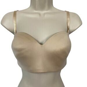Wacoal Bra 36DD Staying Power Wire Free Strapless Longline Bridal Beige 854372